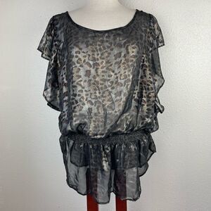 Paper Tee Sheer Black Top Size 3X EUC